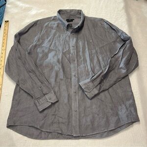 AVVA Men's Linen Gray Button-Up Shirt